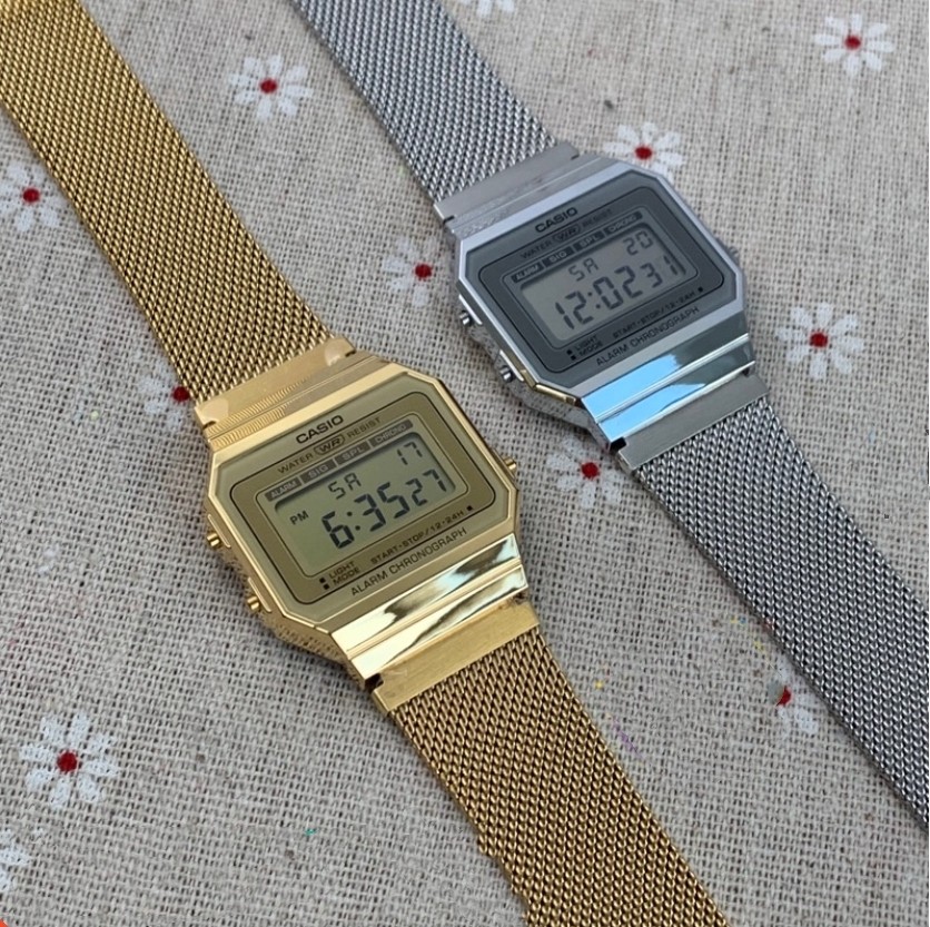 卡西欧复古小金表米兰表带腕表