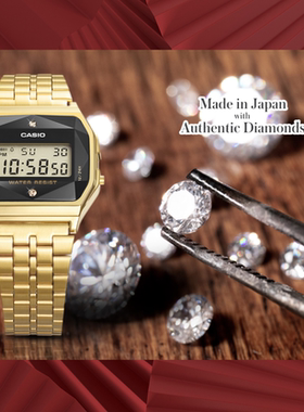 【特价】卡西欧复古金属方块镶钻小金表A159WGED A159WA A159WGEA