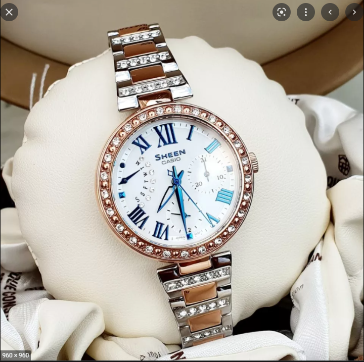 卡西欧casio时尚镶钻钢带sheen女士石英手表she-3043pg-7a 3068pg