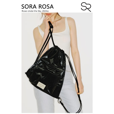 SORA ROSA轻便小众上班通勤背包银色旅行电脑双肩高级抽绳健身女