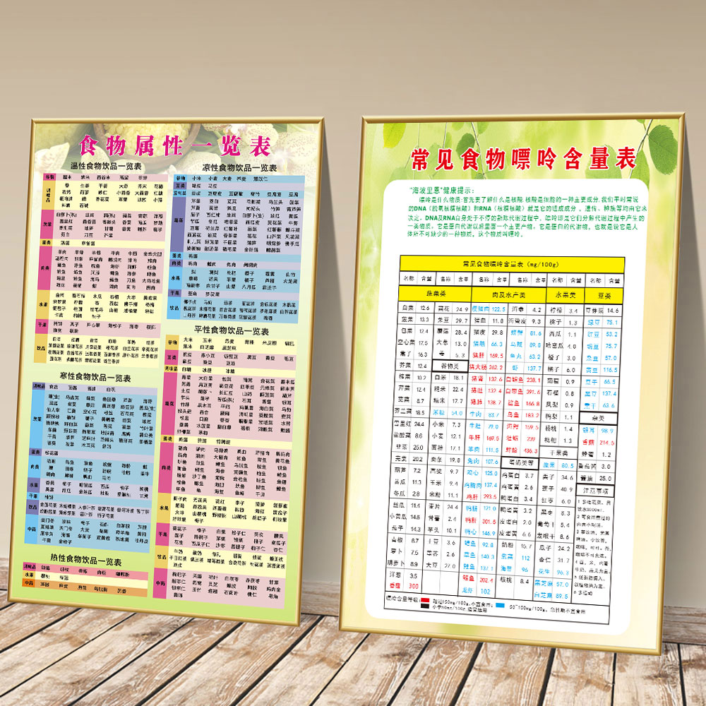 各种食物属性表温性热性寒性凉性蔬菜水果五谷杂粮养生食谱挂图