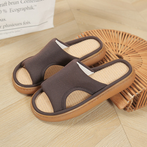 牛筋底室内防滑厚底亚麻拖鞋