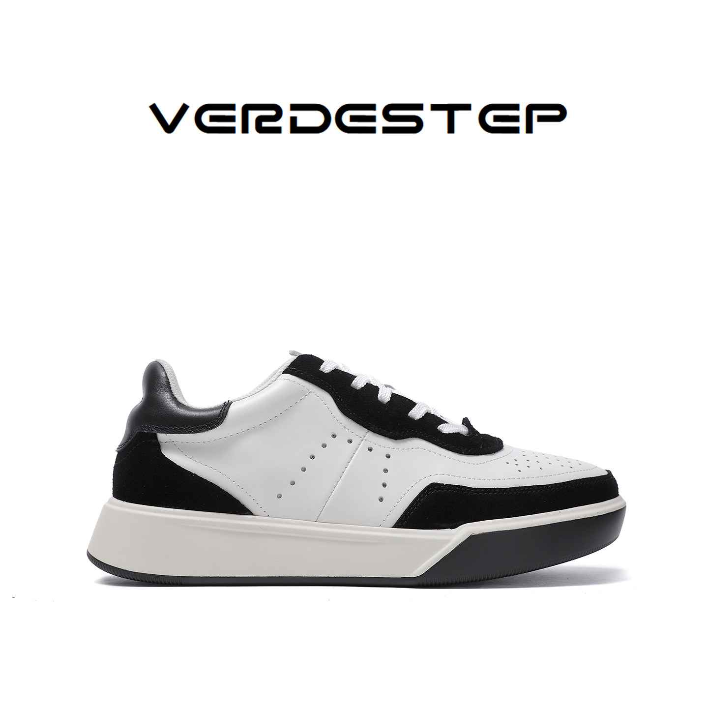 VerdeStep【意大利牛皮】复古时尚耐穿小白鞋厚底拼接休闲板鞋子