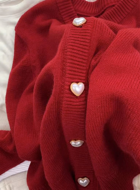 外贸原单尾货大牌小香风红色女针织韩剧穿搭温柔慵懒今年流行毛衣