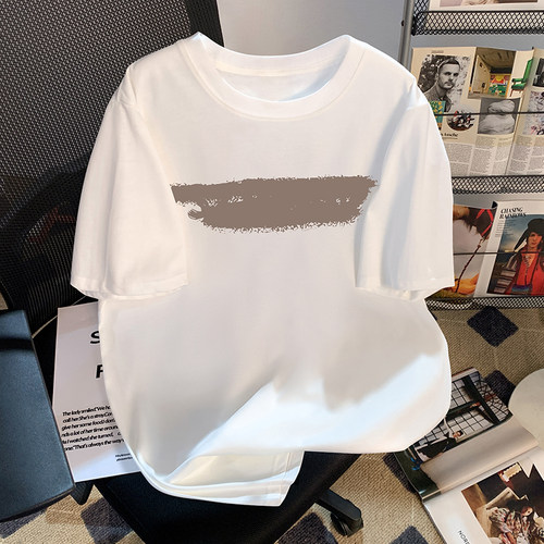 白色字母印花T恤女装oversize