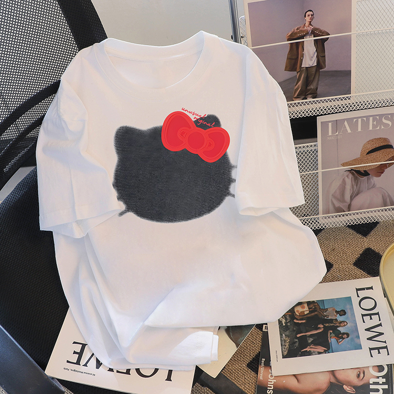 白色宽松设计感半袖上衣ins潮