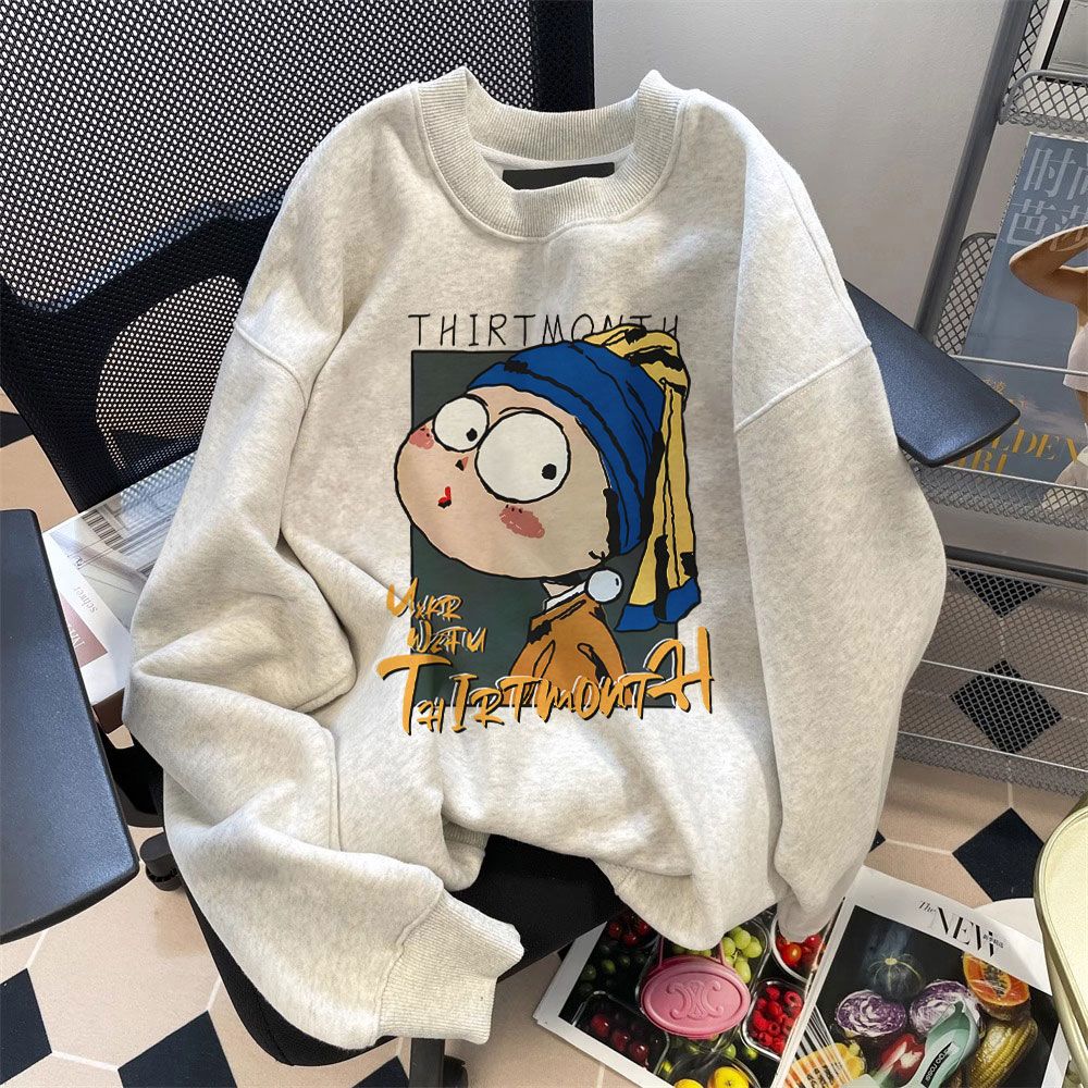 2025新款情侣装卫衣男女同款宽松休闲百搭长袖上衣圆领套头打底衫