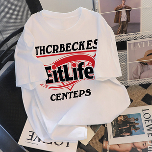 捡漏清仓~美式复古短袖t恤女宽松夏季oversizet纯棉印花上衣ins潮