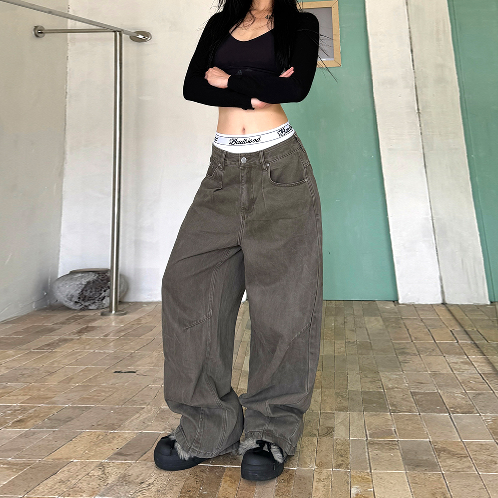 美式水洗做旧工装牛仔裤街头风