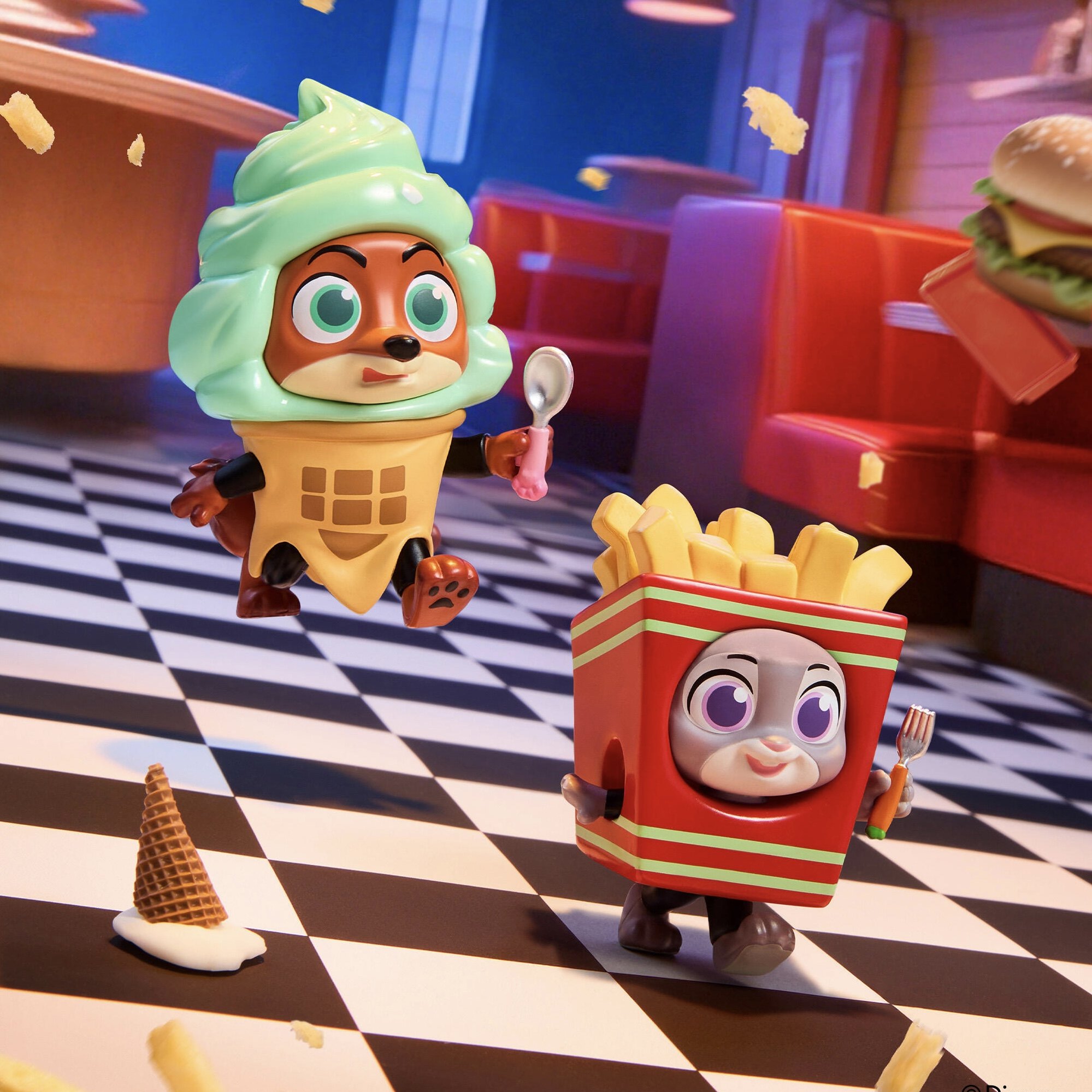 新品MINISO名创优品疯狂动物城拍档乔装系列盲盒潮玩可爱桌面摆件