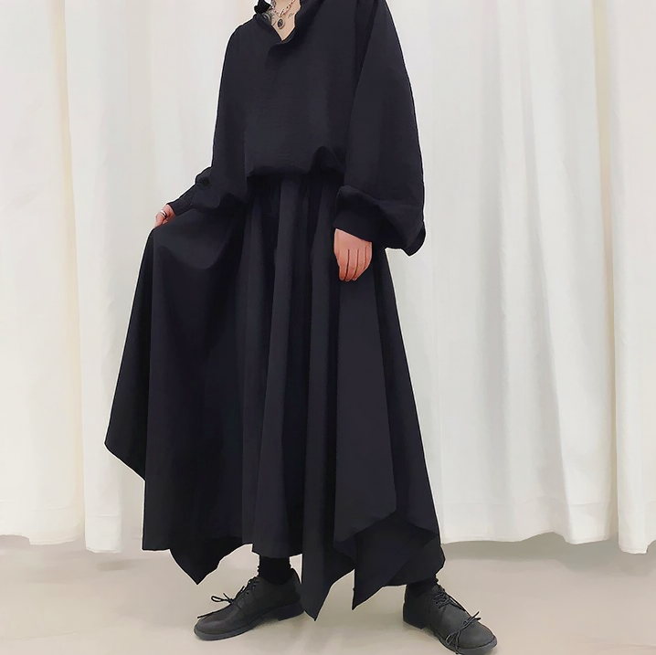 宽松阔腿裙裤暗黑个性武士暗黑日系日本复古夏装发型师潮男装和服
