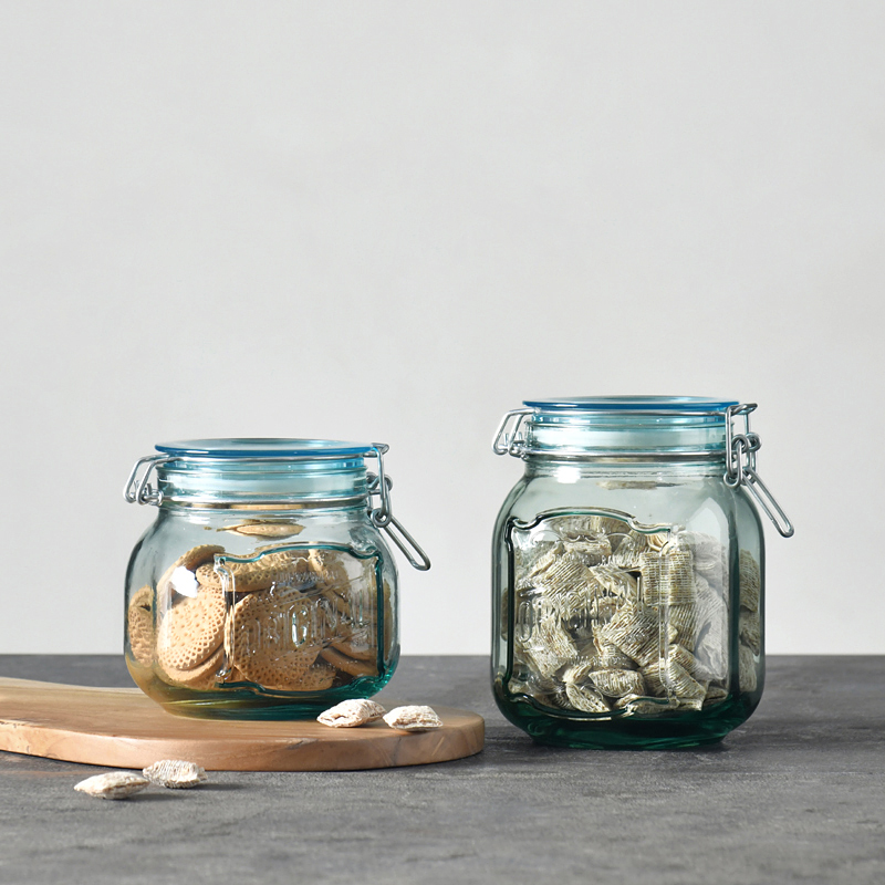 迦乐西班牙进口正品环保加厚玻璃复古字母密封储物罐厨房收纳瓶
