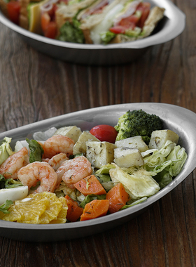 迦乐日本AOYOSHI青芳制作所复古磨砂银不锈钢意面咖喱盘露营深盘