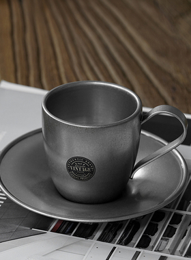 迦乐日本AOYOSHI青芳制作不锈钢磨砂银胶囊意式咖啡杯碟套装露营