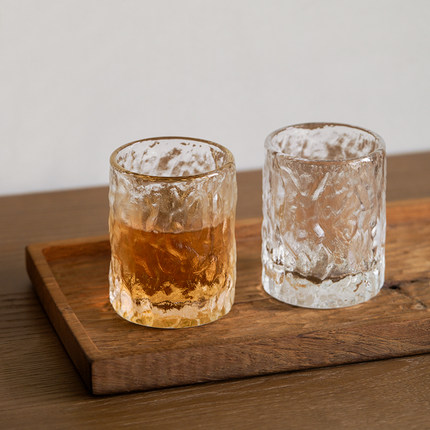 迦乐进口日本aderia石冢哨子鸣门初雪锤纹玻璃杯威士忌酒杯茶杯
