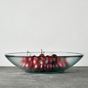 迦乐 西班牙进口正品北欧简约加厚环保磨砂玻璃果盘沙拉盘