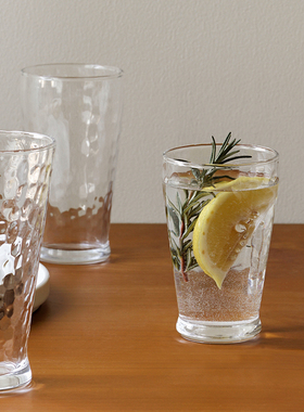 迦乐进口Aderia日本锤目纹理玻璃杯饮料杯礼品水杯四件套