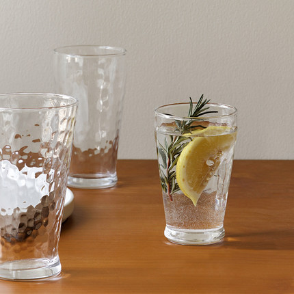 迦乐进口Aderia日本锤目纹理玻璃杯饮料杯礼品水杯四件套