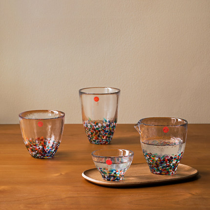 迦乐进口aderia石冢硝子彩色手工杯日式清酒杯片口杯公道杯茶水杯