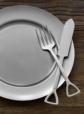 迦乐日本AOYOSHI青芳制作不锈钢复古磨砂银铁锹刀叉勺露营餐具