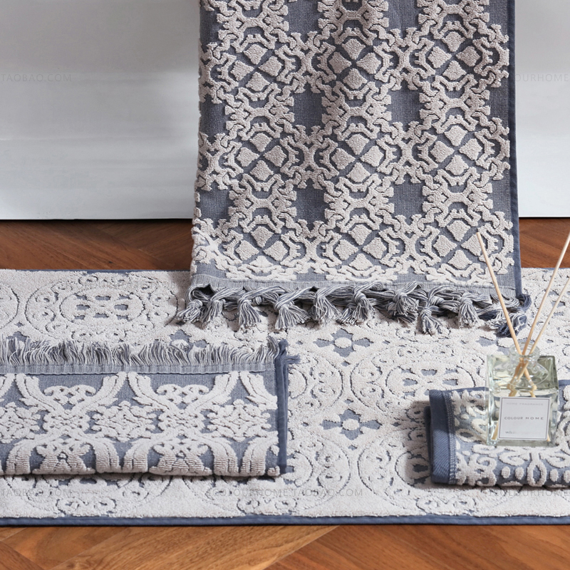 进口提花流苏柔软纯棉地垫浴巾