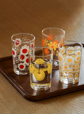 迦乐进口日本aderia石冢硝子昭和系列复古绘画玻璃杯水杯饮料杯