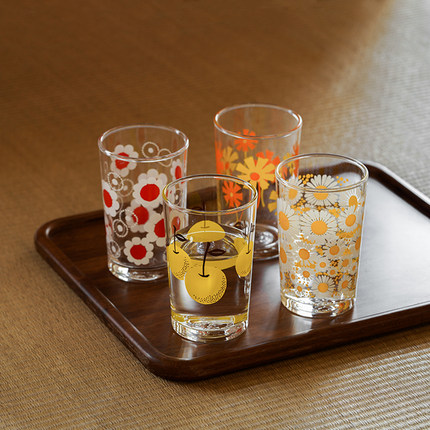 迦乐进口日本aderia石冢硝子昭和系列复古绘画玻璃杯水杯饮料杯