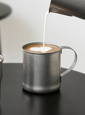 迦乐日本进口AOYOSHI青芳制作复古磨砂银不锈钢马克杯咖啡杯露营