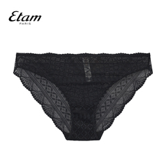 Etam法式性感镂空女三角裤透明蕾丝刺绣透气舒适感内裤W124DI0209