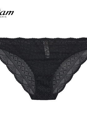 Etam法式性感镂空女三角裤透明蕾丝刺绣透气舒适感内裤W124DI0209