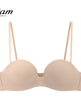 Etam自在无痕系列自然聚托文胸可拆卸肩带抹胸式内衣女W123DI0113