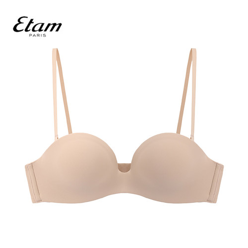Etam自在无痕系列自然聚托文胸可拆卸肩带抹胸式内衣女W123DI0113