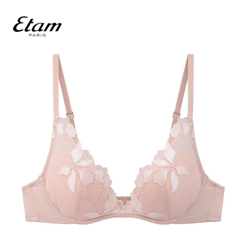 Etam缪斯系列刺绣深V聚拢杯文胸收副乳女士内衣W323DI0105