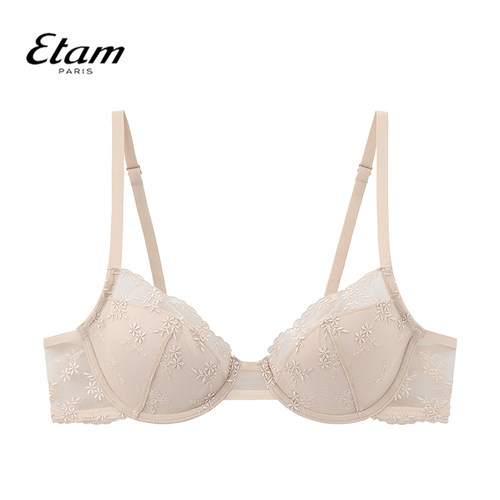 Etam法式薄杯承托文胸聚拢蕾丝边日常舒适透气女士内衣W324DI0101