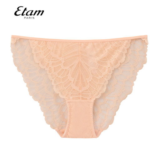 Etam法式蕾丝薄款透明三角裤