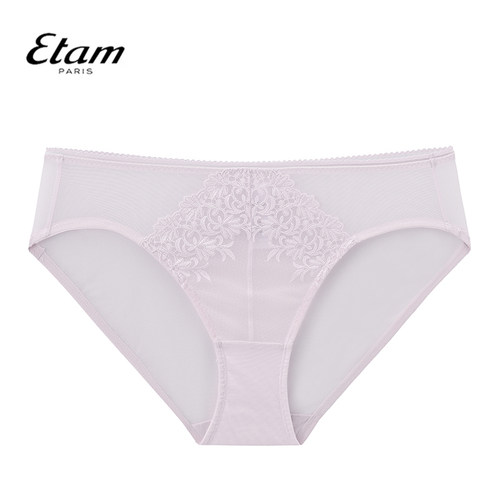 Etam刺绣中低腰内裤女法式薄款透气性感高弹三角裤W322DI0206