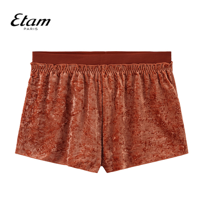 Etam女士家居裤高腰短裤松紧腰宽松丝绒居家休闲睡裤W322DI0209