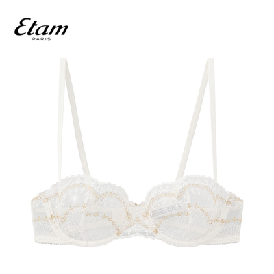 Etam法式刺绣阳台杯单层薄款文胸典雅蕾丝透明内衣女士W125DI0108
