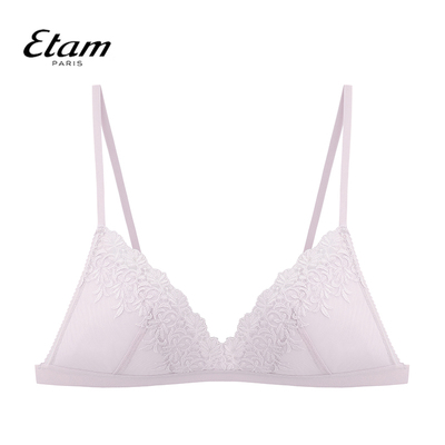 Etam刺绣无钢圈三角杯插垫文胸小胸性感胸罩法式内衣女W322DI0113