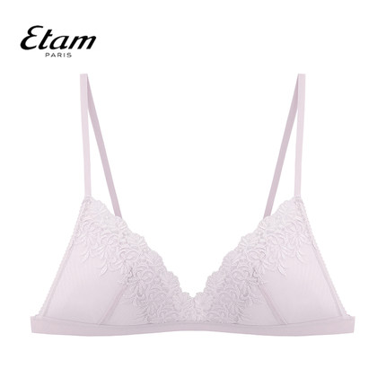 Etam刺绣无钢圈三角杯插垫文胸小胸性感胸罩法式内衣女W322DI0113