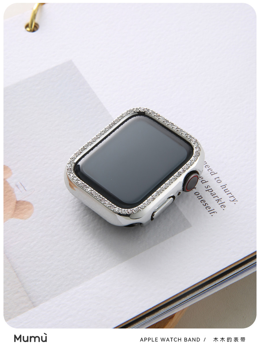 WOOD WOOD PLATING DIAMONDS AND EDGING FOR S9 APPLE WATCH APPLE WATCH S7 S8 SE2 6 5 PROTECTIVE CASE