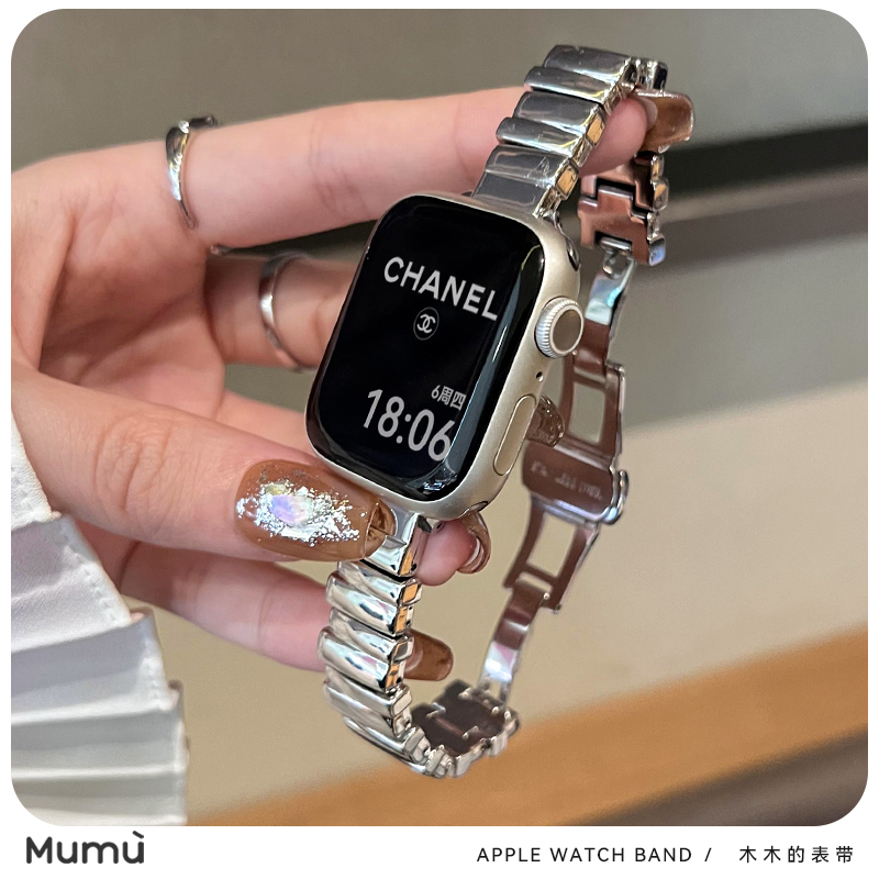 适用于s10苹果applewatch手表S9不规则金属细表带iwatch78代se