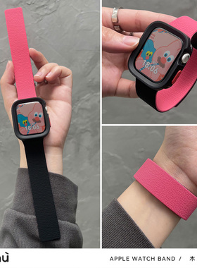 适用s10/S11苹果apple磁吸手表带ultra/s9硅胶iwatch壳7/8代se2