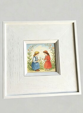 现代简约百搭实木白色画框水彩油画陶瓷画装框照片相框