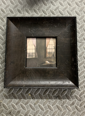 手工贴皮出囗美式树瘤皮实木咖色复古画框油画外框相框水彩素描