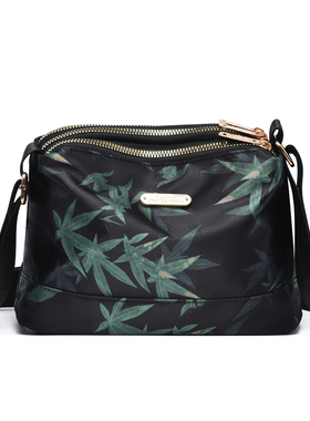 新款竹叶通勤女士斜挎包休闲印花女包三层单肩斜挎包时尚多层国风