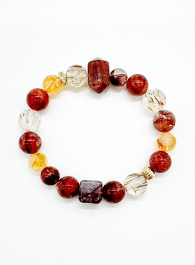 MPAY2025新款熔岩金光红胶花水晶手链【多样性发货】