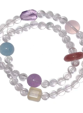 MPAY2025白水晶紫水晶双圈手串【多样性发货】