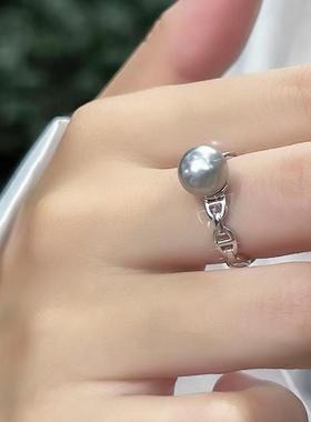 真多麻色珍珠戒指开口