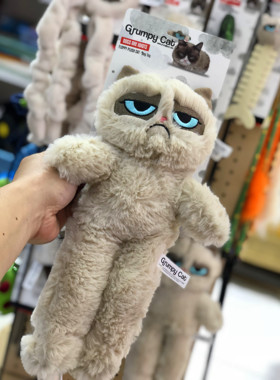 英国Grumpy Cat不爽猫臭脸猫宠物毛绒猫狗玩具发声玩偶逗猫薄荷棒